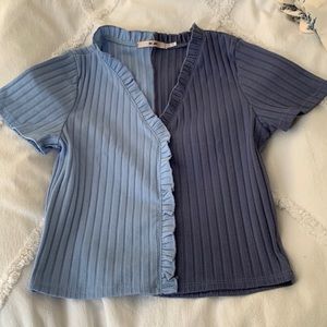Split Color Ribbed Top